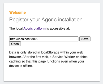 Agoric Registration