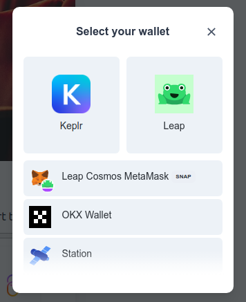 Screenshot: Connecting your wallet