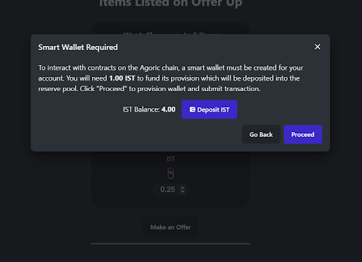 Screenshot: Wallet provision